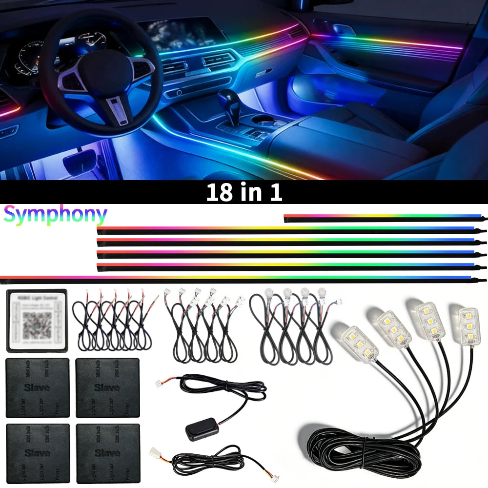 Car Ambient Lighting Acrylic Led Lights Kit for Car for BMW Door Light Car Fiber Optic Light RGB Led Strip Light Interior Light
