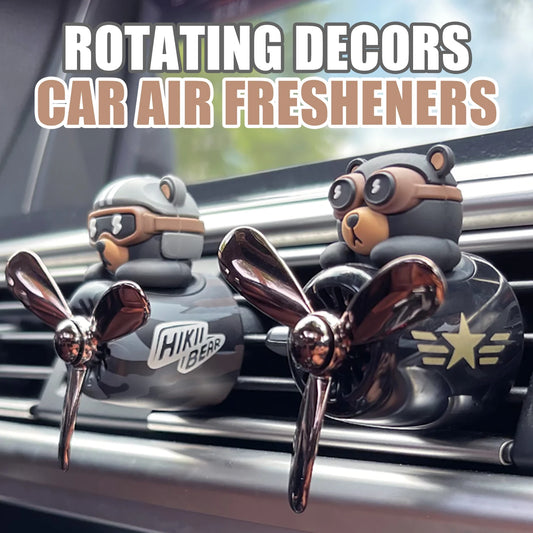 Rotating Propeller Plane pilot bear car air fresheners vent clip ornament decorations accessories perfume fragrance diffuser men