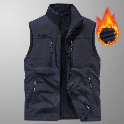 Casual Fleece Lined Vest Men's Autumn Winter Double-sided Wear Stand Collar Jacket Warm Plush Outerwear Comfortable Vest Top