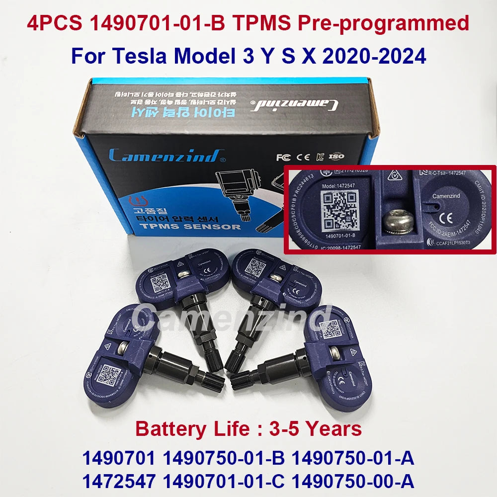 4Pcs New Bluetooth TPMS Sensor for Tesla Model 3 / S / X / Y 2020-2024 1490701-01-B 1490701-01-C 1490750-01-B 1472547 1490701