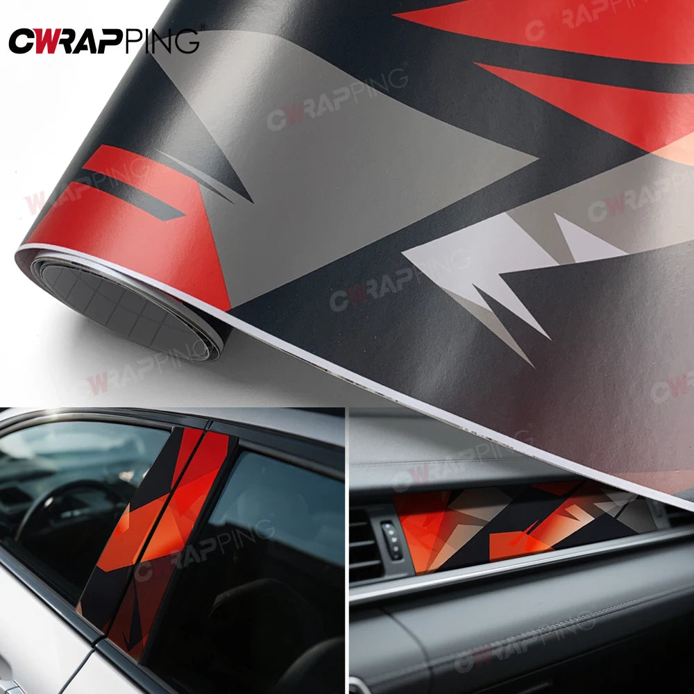 Geometry Car Wrapping Vinyl for Motorcycle Vinyls Camouflage Disruptive Pattern Red Wrap Foil Car Body Films Auto Stickers Tools