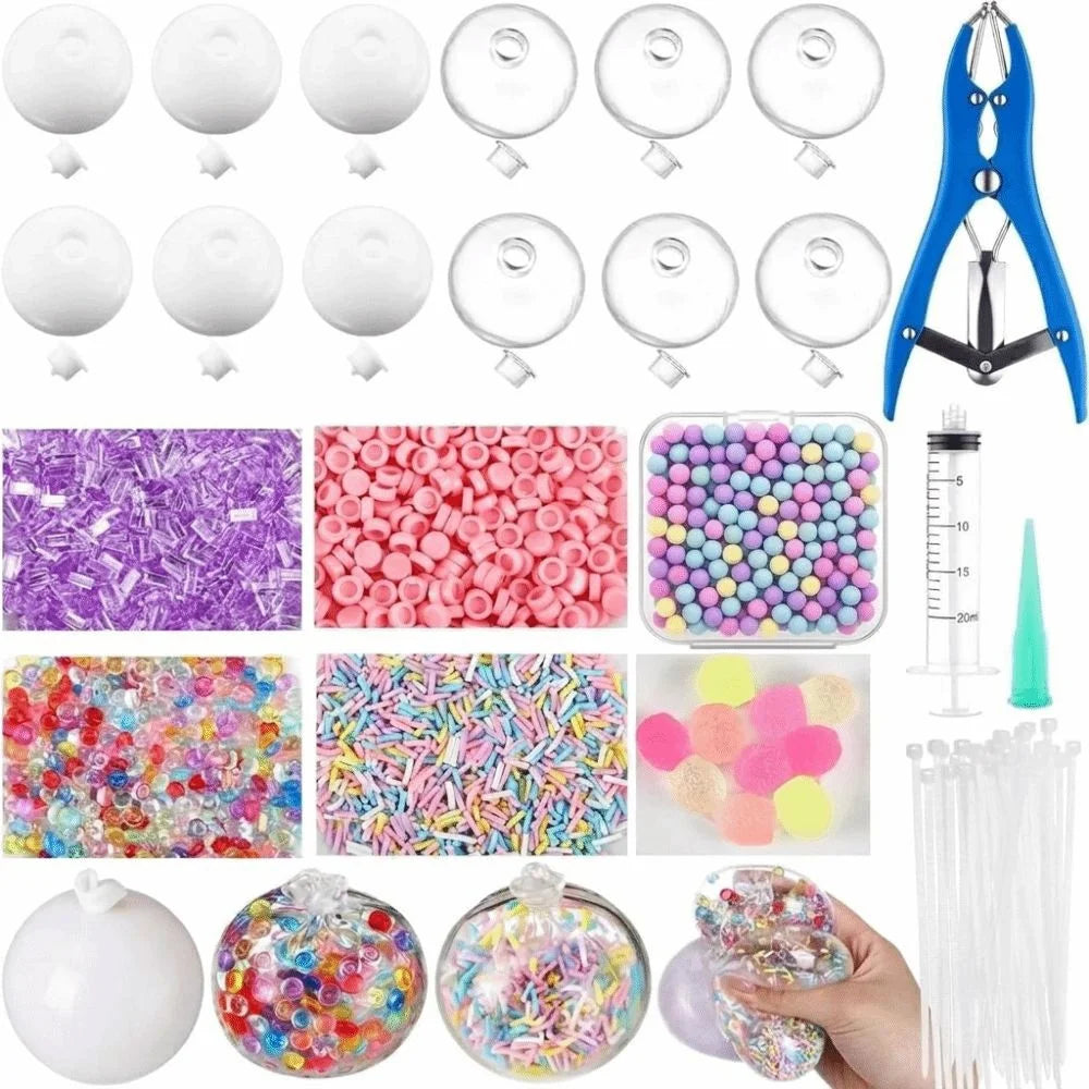 TPR DIY Ball Shell Kit Round Transparent Squishy Ball Making Kit Tear Resistant Refillable Stress Ball Kit Hands on Play