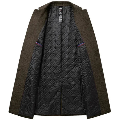 BROWON Brand Trench Coat Men Autumn and Winter New Solid Color Long Woolen Coat for Men Business Casual Windbreaker Men Clothing