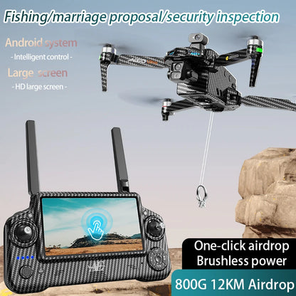 New AE60 Profesional GPS Drone With 8K Camera 3-Axis Gimbal 5G WiFi Brushless RC Quadcopter Screen Control Airdrop Security Dron