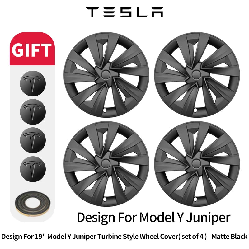4PCS Hub Cap for 19inch Wheel Cap for Model Y Juniper 2025-2026 Turbine Car Cap Automobile Wheel Cap Design for Tesla Hubcaps