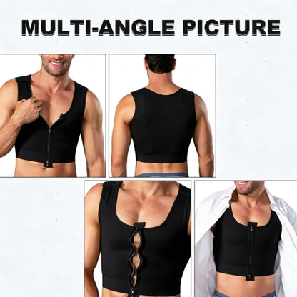 Men's Slimming Body Shaper Vest Sleeveless Zipper Front Gynecomastia Chest Compression Shapewear Post Operative Faja Top