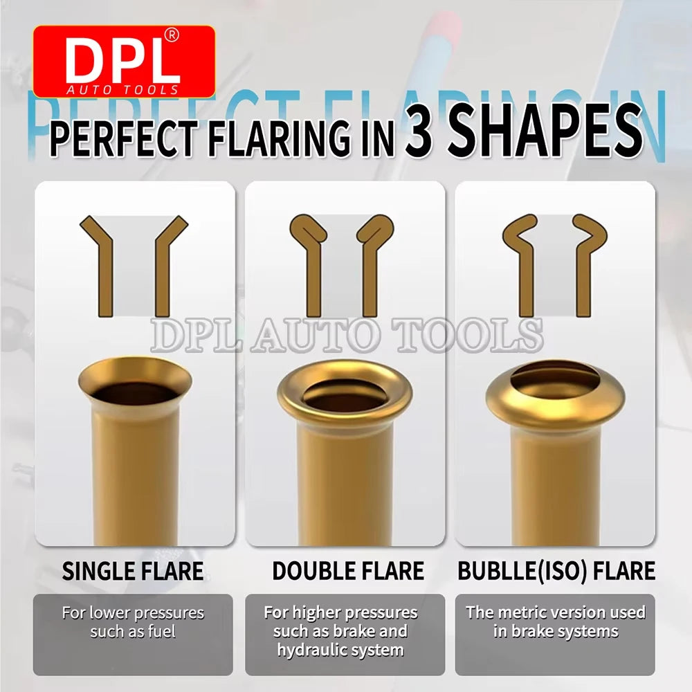 45°/37° Professional Brake Tube Line Flare Brake Pipe Flaring Tool 45/37 degree Set , Single, Bubble, Double Flare Tool Kit