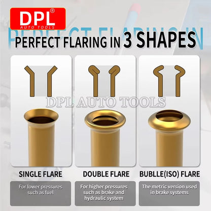45°/37° Professional Brake Tube Line Flare Brake Pipe Flaring Tool 45/37 degree Set , Single, Bubble, Double Flare Tool Kit
