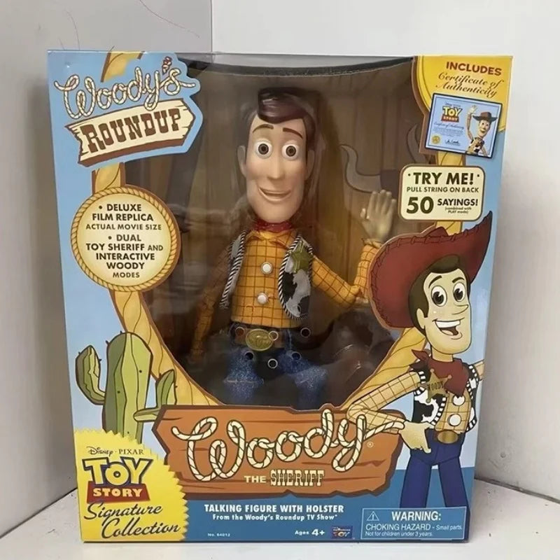 New Hot In Stock 40cm Pixar Toy Story  Woody Action Figures English Movie Sound Character Doll Cloth Cowboy Birthday Gift