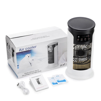 Air Conditioning Fan 6 Speeds USB Mini Air Conditioner Timing Home Office Air Cooler with Humidifier Desktop Misting Fan
