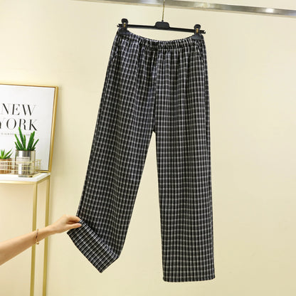 Men's Casual Dervo Home Pants Autumn Winter Plaid Spwear Large Size Comfortable All-Match Long Trousers for Daily Wear