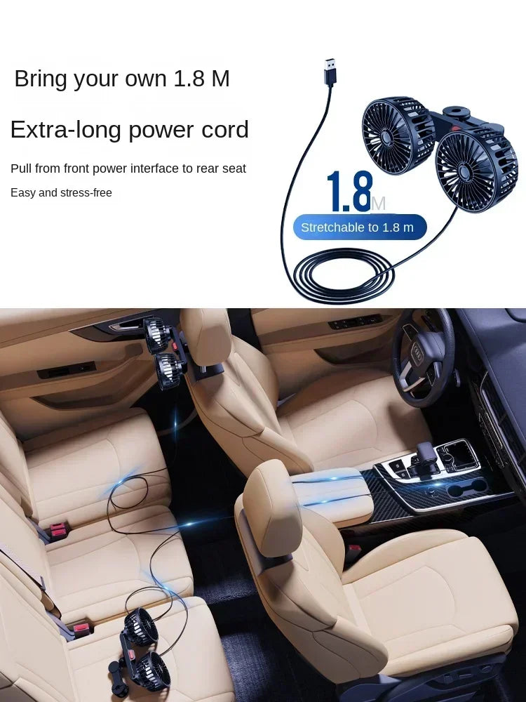 3-speed Car Seat Back Cooling Fan USB Charge Dual Head Fan 360 Degree Rotation Neck Cooler for Summer Car Accessories