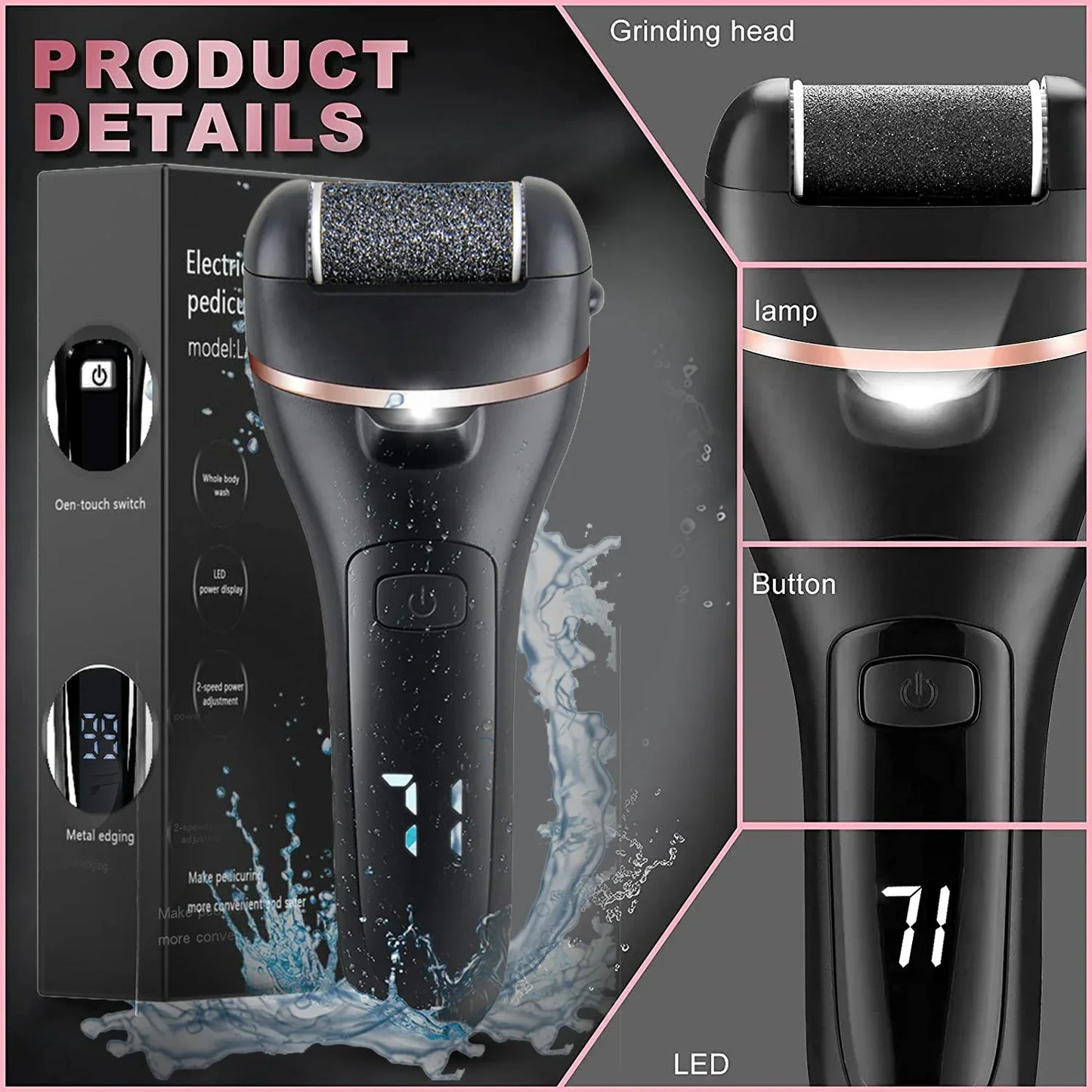 Rechargeable Electric Foot File Callus Remover Machine Pedicure Device Foot Care Tools Feet For Heels Remove Dead Skin