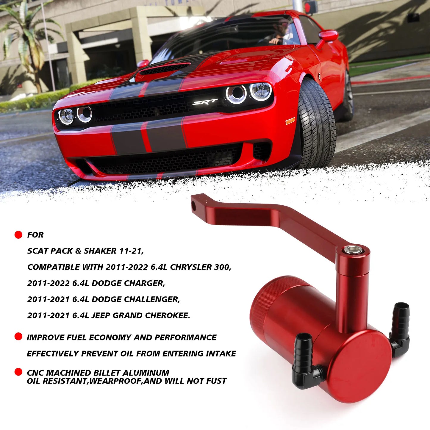 Oil Catch Can Tank 5.7 HEMI Z-Bracket Billet Catch Can for 2011-2021 6.4L Dodge Charger Challenger Chrysler300 Air Oil Separator