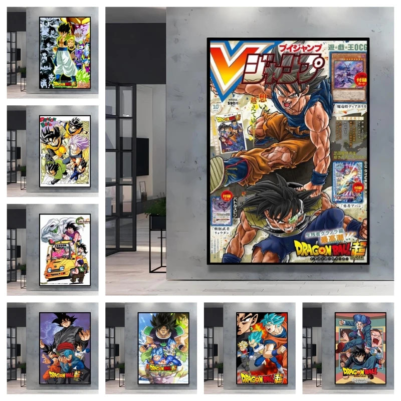 Dragon Ball Poster Super Saiyan Wall Art Goku Themed Painting Vivid Battle Design Durable Canvas Perfect for Anime Room Decor