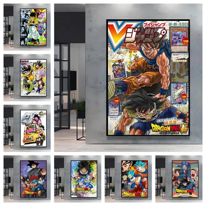 Dragon Ball Poster Super Saiyan Wall Art Goku Themed Painting Vivid Battle Design Durable Canvas Perfect for Anime Room Decor