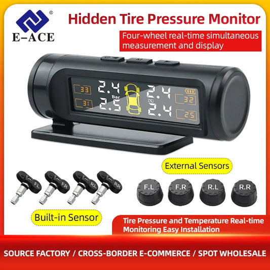 Acceo TPMS Car Tire Pressure Monitoring System 4 Sensors Wireless Real-Time Pressure & Temperature Safety Alarm Monitor