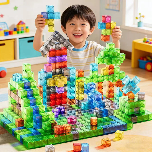 DIY Magnetic Building Blocks Transparent Square Toy Colorful Cubes Toy Construction Toy Assembly Toy for Children DIY Toys Gift