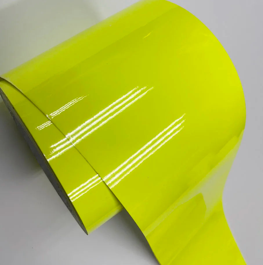 10cm*1/2/3/4/5/6/8M Premium Glossy fluorescent yellow Vinyl Wrap Film Sheet Air Release Self-adhesive Sticker Decal