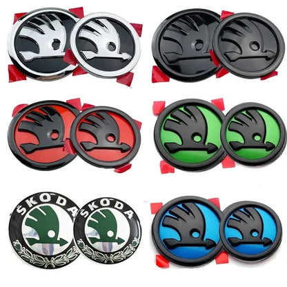 Skoda Car Trunk Stickers 80mm 90mm ABS Rear Emblem for Karoq Octavia Yeti Citigo Superb Fabia Kamiq Kodiaq VRS Rapid Front Hood