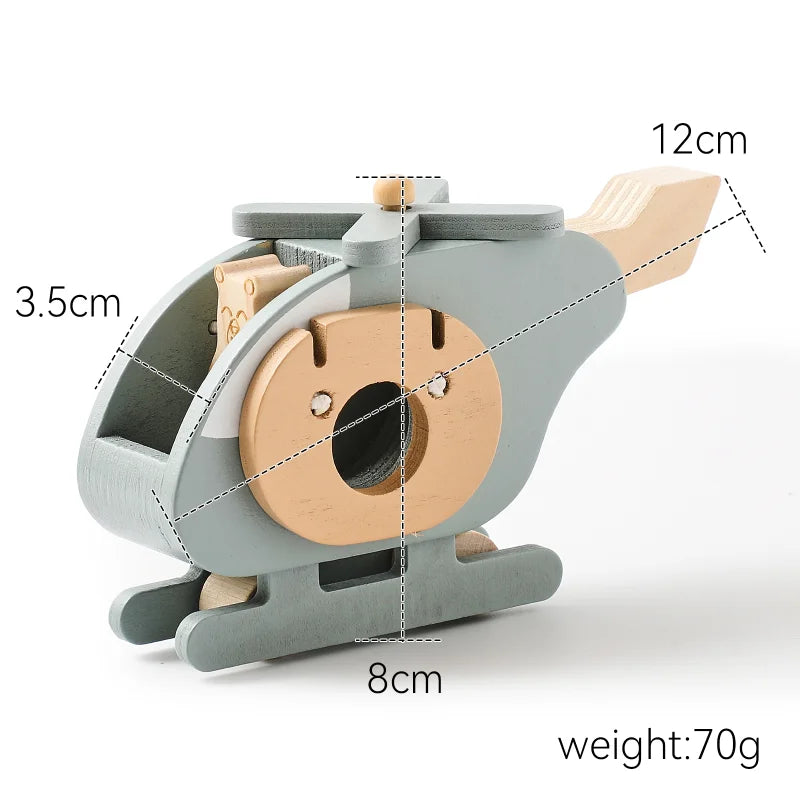 Wooden Building Block Airplane Toy Simulating Helicopter Landing Pad scene Kid Intelligence Education Game Child Interactive Toy