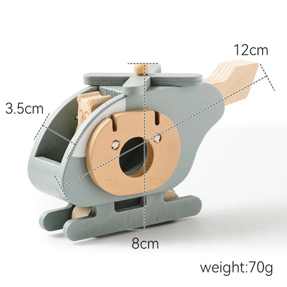 Wooden Building Block Airplane Toy Simulating Helicopter Landing Pad scene Kid Intelligence Education Game Child Interactive Toy
