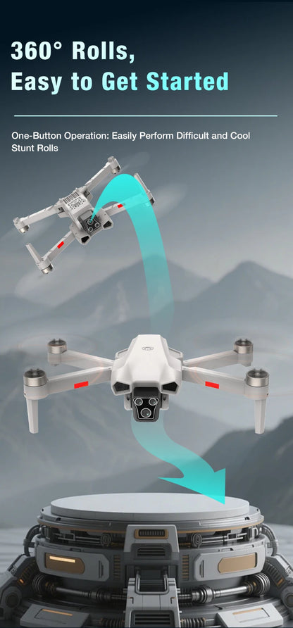FPV 8K 3-Camera RC Drone Professional Quadcopter Aircraft Gesture Shooting Brushless 360° Roll Optical Hover Helicopter Toy Gift