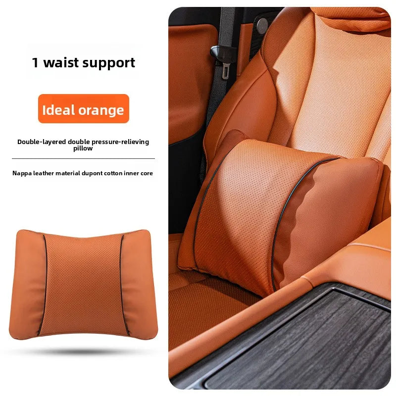 High Quality Universal Car Headrest Cushion Car Seat Neck Pillow High-grade Leather Breathable Lumbar Support Car Pillow