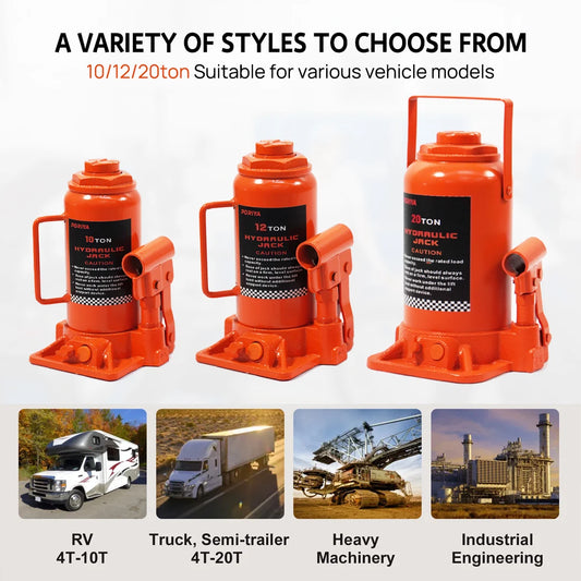 10/12/20 Ton Bottle Jack Hydraulic Lifter Heavy Duty Car Safety Valve 4WD