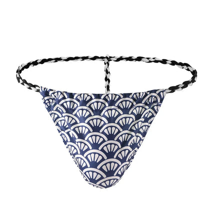 6PCS Men Thongs Underwear U-bag Men's Sexy Low-waisted T-shaped Underpants Rope Japanese Printed Sumo Jockstrap