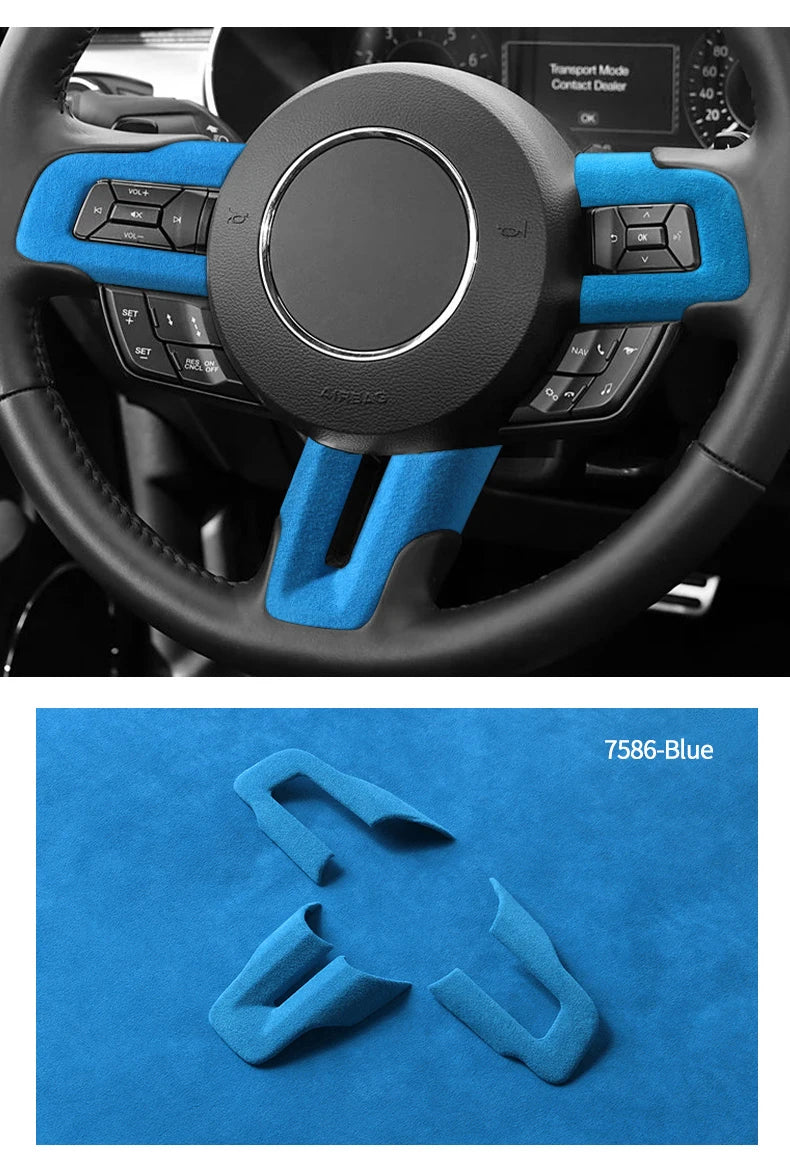 Made of Alcantara For Mustang Steering Wheel Panel Decorative Strips Trim Frame Sticker Car Premium Interior Tuning Accessories