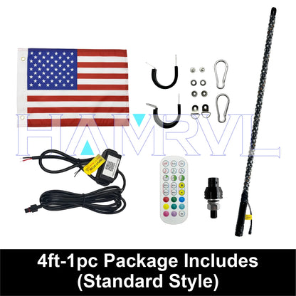 1/2 PCS 2/3/4FT LED Whip Lights RGB Waterproof Multi-Color Flagpole Lamp Bowlight for Offroad Sand Rails Buggies SxS ATV/UTV RZR