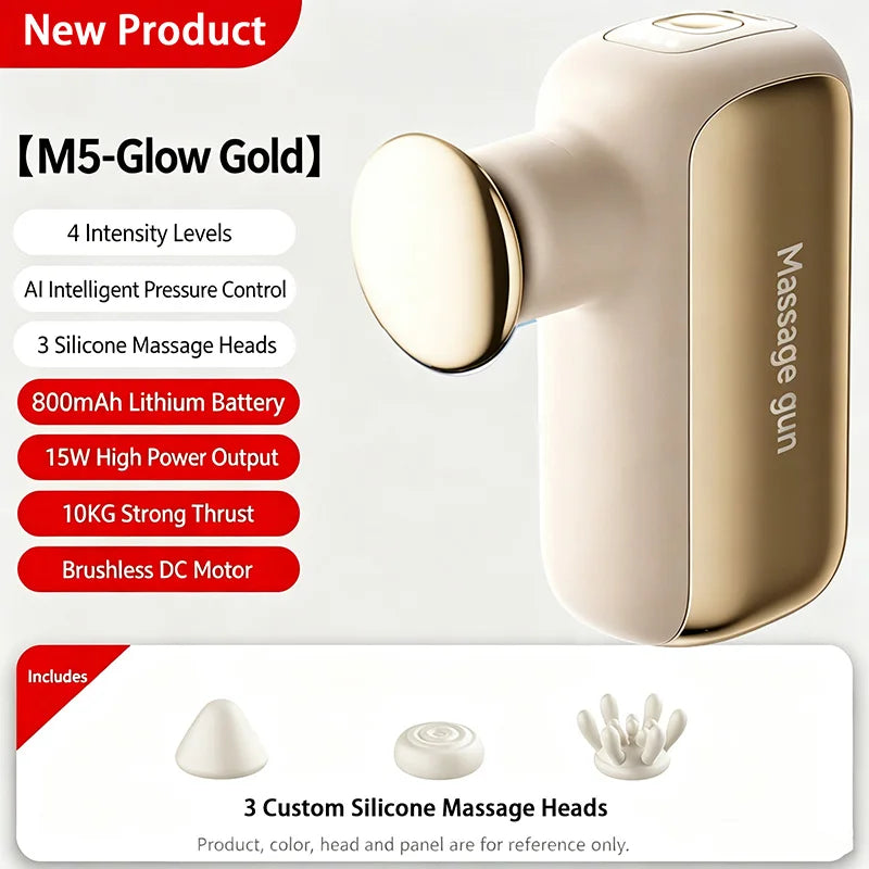 Portable USB Rechargeable Pocket Massager Compact Type with 6 Interchangeable Massage Heads Deep Tissue Massage Device