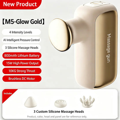Portable USB Rechargeable Pocket Massager Compact Type with 6 Interchangeable Massage Heads Deep Tissue Massage Device