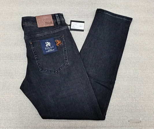 OECHSLI Jeans Thick Cotton Men 2025 Autumn Winter new Straight embroidery elastic work Big size 30-40 Long Pants