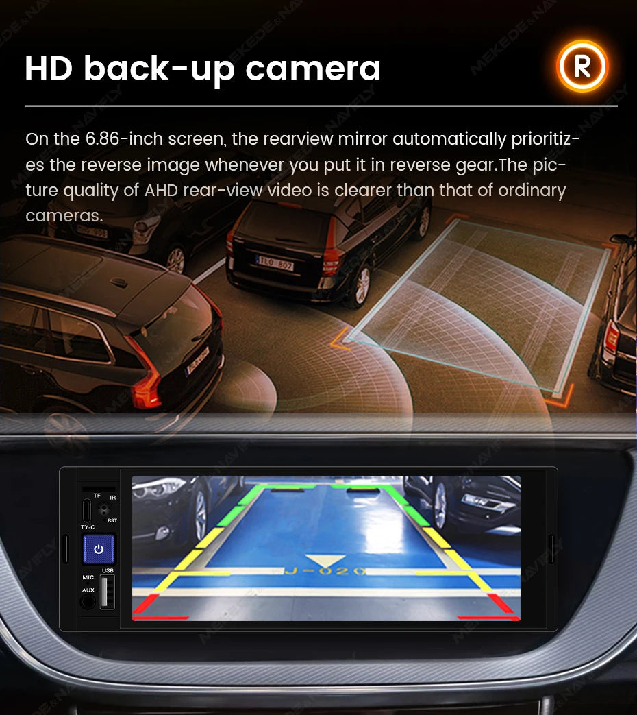 1din 6.86inch HD Touch Screen Multimedia Player Wireless For Apple Carplay Android Auto Support Bluetooth AUX Mirror Link FM SWC