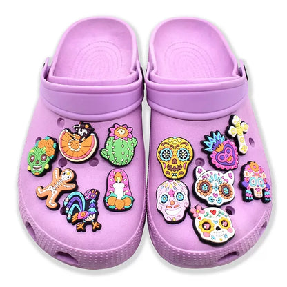 20-100Pcs Skull Skeleton Man Woman Shoe Buckle Charms Day of the Dead PVC Clog Accessories DIY Phone Case Holiday Gift
