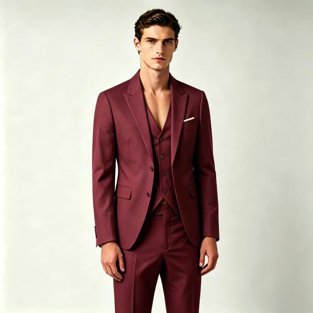 Men's Suit Lightweight Wedding Eegant 2 Piece Set Solid Color Formal Business Blazer Pants Classic Tuxedo for Party Groomsmen