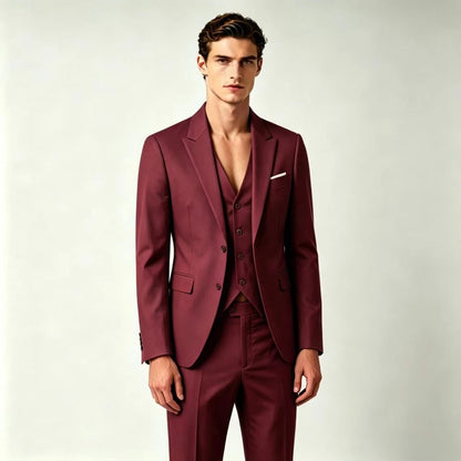 Men's Suit Lightweight Wedding Eegant 2 Piece Set Solid Color Formal Business Blazer Pants Classic Tuxedo for Party Groomsmen
