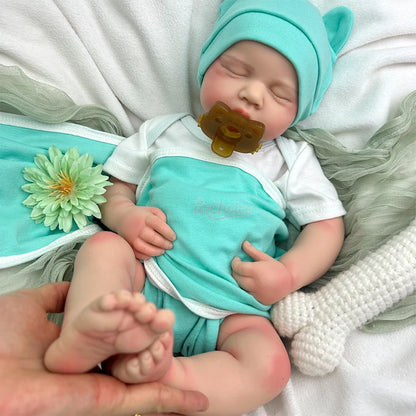 Open Mouth 20" Realistic Newborn Silicone Reborn Baby Loulou Weighted Handmade Reborn Doll Close Eyes Sleeping Veins For Kid Toy