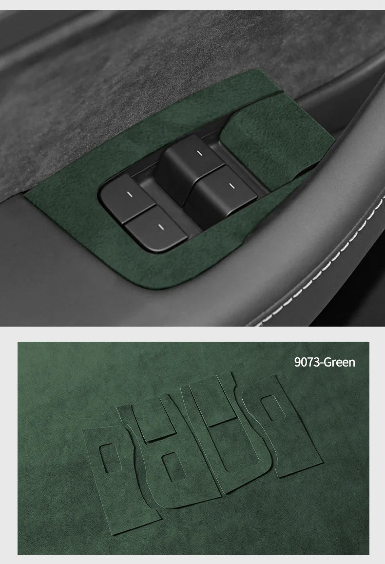 Top Suede For Tesla Model 3(2019-2023) Model Y(2019-2024) Car Window Control Panel Button Trim Sticker Interior Tuning Accessory