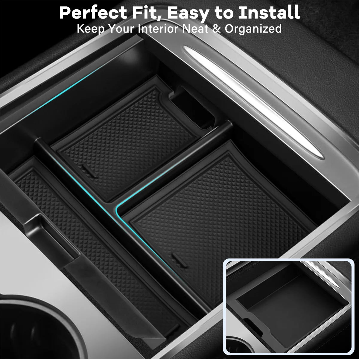 8x For Tesla Model Y Juniper 2025 2026 Nipper Center Console Organizers Non-slip Mat Upper Lower Watercup Wireless Charging Mat
