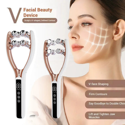 NEW RF EMS Micro Current Roller Face Slimming Artifact V Face Beauty Firming Lifting Face Facial Massage Instrument