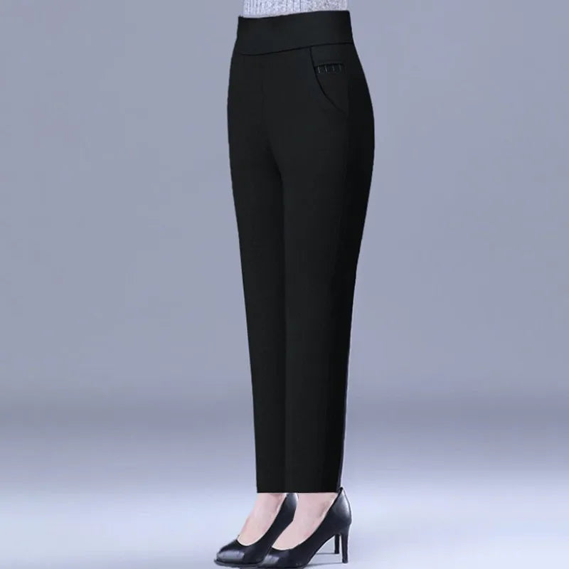 plus Size Fce Lined Straight Leg Pants for Women Autumn Winter Gold Velvet Loose Fit Casual Trousers High Waist Elastic Wa...