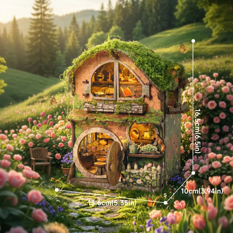 DIY Miniature House Kit Wooden Dollhouse with LED Light Handmade 3D Puzzle Model Building for Friends Birthday Gifts Home Decor