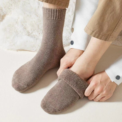 MiiOW Merino Wool Socks Cold Resistant Men Winter Thicken Heated Sock Cashmere Long Sock Snow Boots Retro Brown Warm Towel Socks