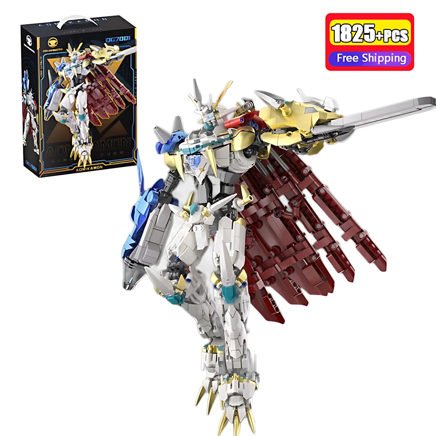 1825pcs Holy Sword Mecha Building Kit Transformable Robot Model with Stand Small Particle Assembly Toy for Adults Teens