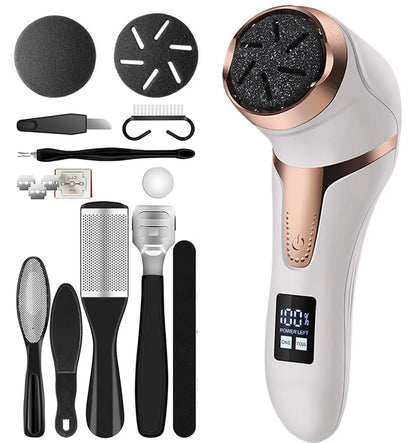 Rechargeable Electric Foot Rasp Electric Pedicure Foot Sander IPX7 Waterproof 3 Grinding Heads to Eliminate Feet Dead Skin