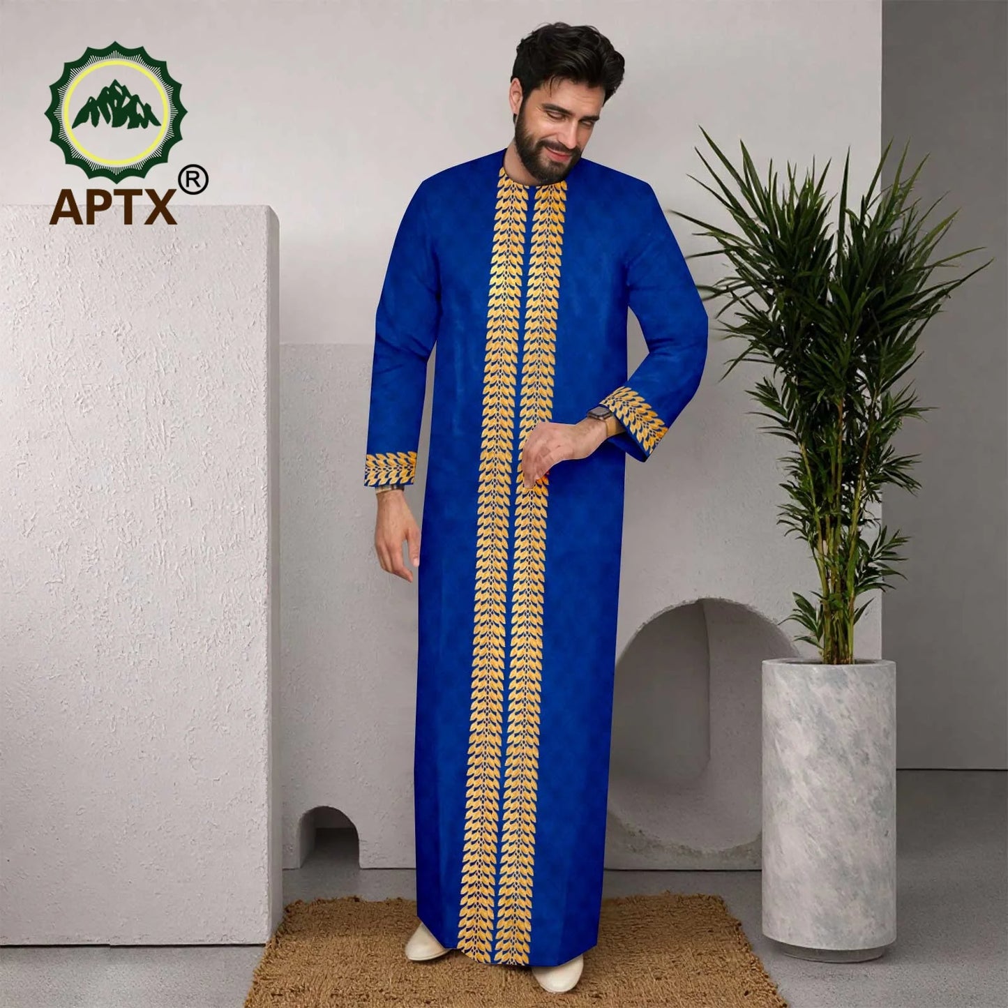 APTX Muslim Men Robe Abaya Long Sleeve Embroidery Festival Set Casual Men 3-Pcs Suit Abaya Middle East Arab Clothes