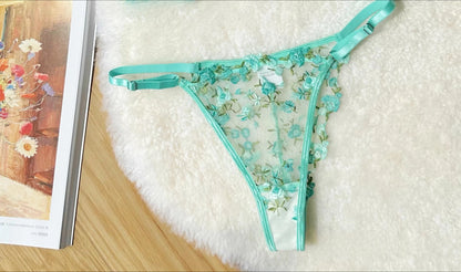Pure & Sexy Japanese Lingerie Set, Pink Floral Tulle with Embroidery, Harajuku Style Aesthetic Set BANERDANNI Sexy Panty &Tusjy